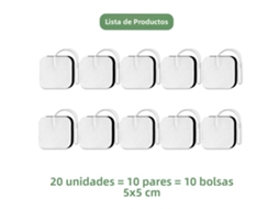 Adesivos de Eletrodos de Gel para Emagrecimento e Estimulação Muscular por Pulso Ems MDUG (128 Unidades, 20 Unidades, 5x5cm)