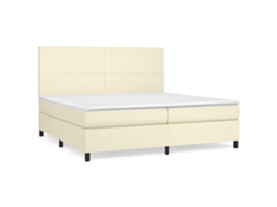 Maison Exclusive - Cama Com Molas/colchão 200x200 Cm Couro Artificial Cor Creme