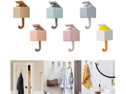 Conjunto de 6 Ganchos Adesivos Criativos e Fofos em Forma de Gato, Práticos e Resistentes para Pendurar Roupa e Chapéus DUREFORWARD