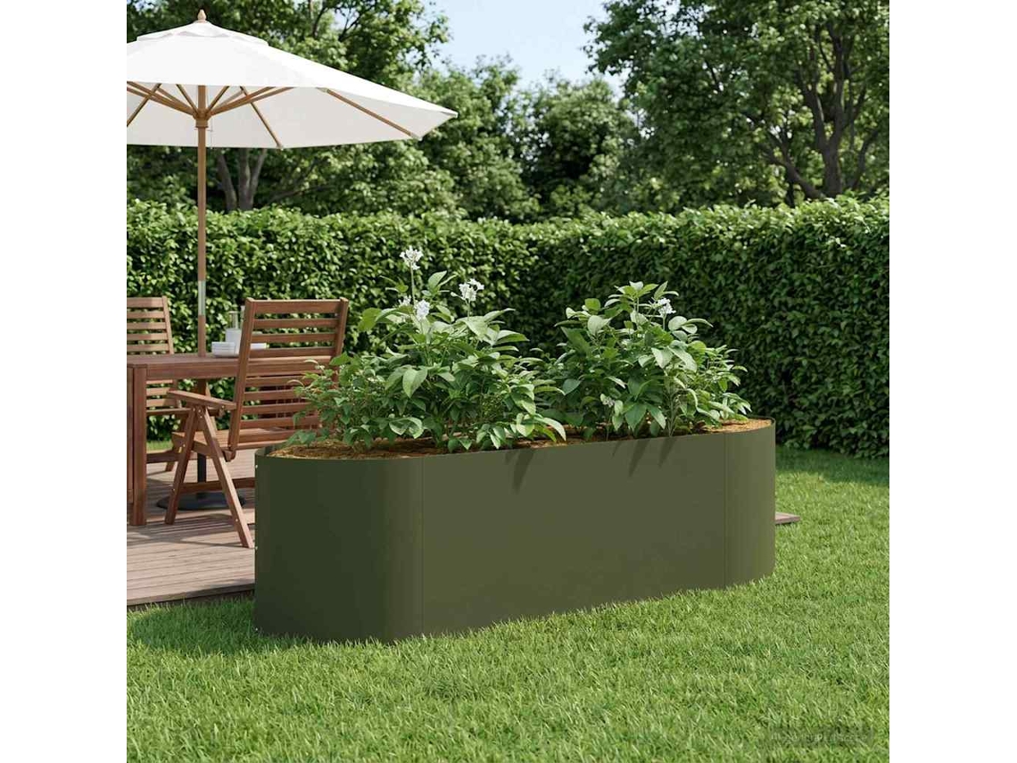 Vidaxl Cama De Jardim Elevada Verde-azeitona 140 X 40 X 40 Cm Aço