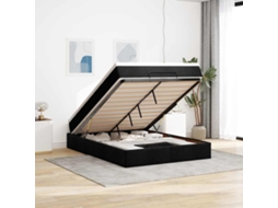 Vidaxl Estrutura De Cama Otomana Com Colchão 140x200 Cm Tecido Preto