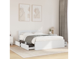 Vidaxl Estrutura De Cama C/ Cabeceira Sem Colchão 120x200 Cm Branco