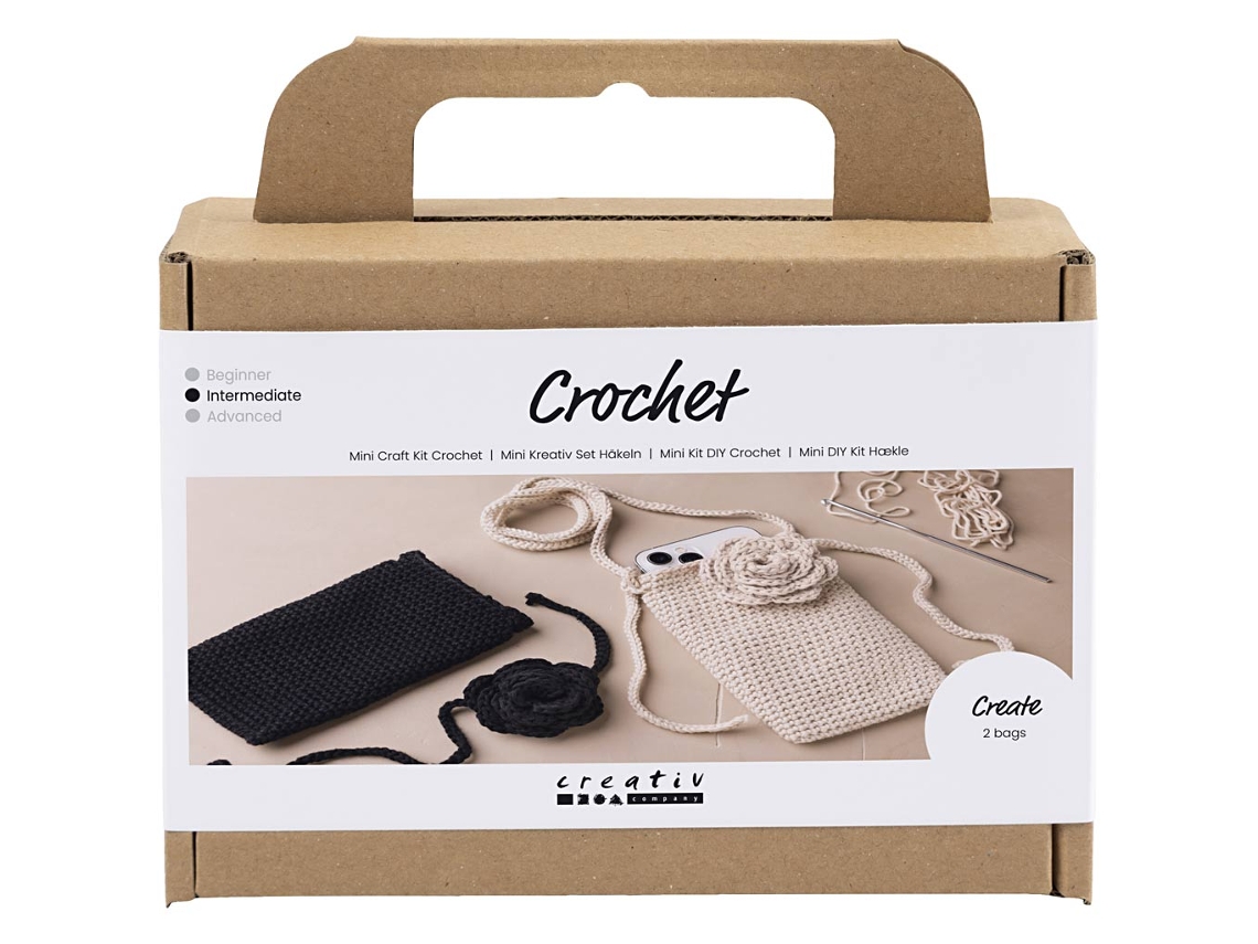 Conjunto De Crochê Para Hobby Da Creativ Company: Bolsa Com Rosa - Acessórios Para Crochê.