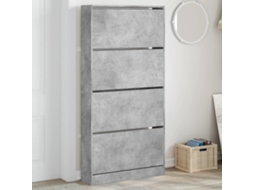Vidaxl Sapateira C/ 4 Gavetas Articuladas 80x21x163,5 Cm Cinza Cimento