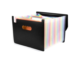 Lurelia Organizador De Arquivos A4/carta, Com 12 Bolsos, Em Pp, Com Fecho E Alça, Preto, Para Documentos E Escritório
