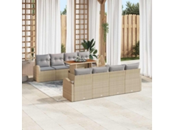 Vidaxl Conjunto De Sofá De Jardim 7 Unid. Bege E Cinzento Claro