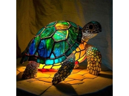 Lâmpada de Mesa Animal em Vidro Encorado Tartaruga Estilo Retro Luz de Noite para Crianças | S/MARCA