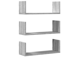 Conjunto de 3 Prateleiras de Parede Deriv. Madeira Cinzento Sonoma MAISON EXCLUSIVE
