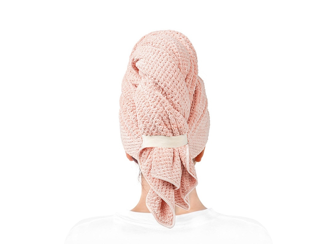 Toalha De Cabelo 60 X 105 Cm Em Microfibra, Superabsorvente E De Secagem Rápida, Rosa Elysve