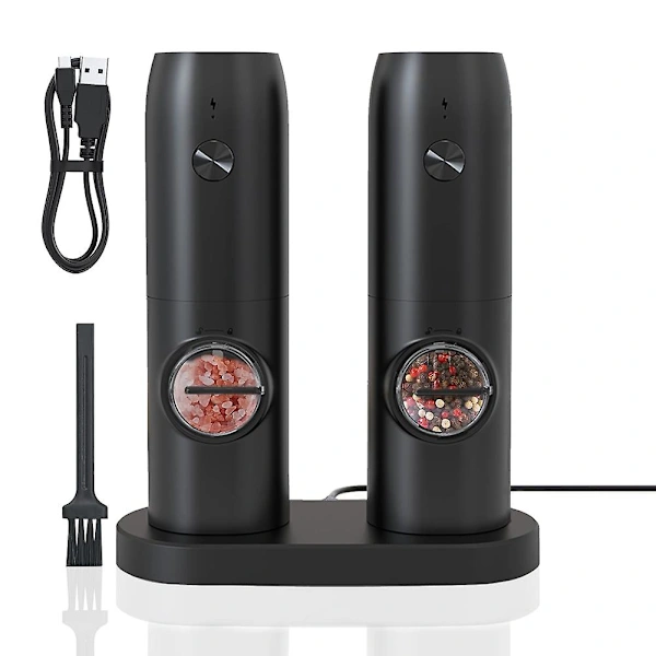 Conjunto De Moedores Elétricos Sal E Pimenta Com Carregamento Usb, Moedor Eletrônico De Pimenta Com Ajuste Moagem
