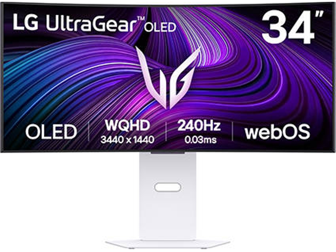 Monitor Gaming LG UltraGear LG 34GX90SA-W.AEU (34'' - OLED - 0.03 ms - 240 Hz - Curvo - Branco)