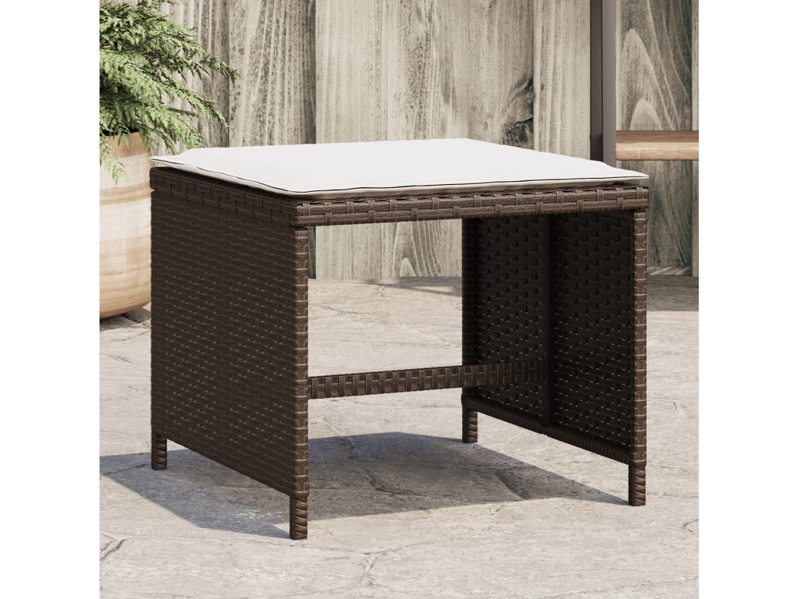 Vidaxl Bancos Jardim Com Almofadões 4 Pcs 40x40x35 Cm Vime Pe Castanho