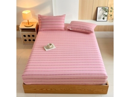 Lençol Elástico, 150*200cm, Tecido De Algodão Cru, Bolso Profundo De 30cm, Estilo Casa De Campo,para Meninas E Mulheres. Rosa Hexinyigjly