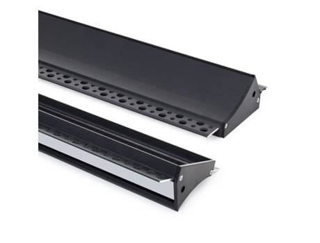 Perfil de Alumínio Rebaixado para Gesso Cartonado / Gesso Cartonado com Cobertura Contínua para Fitas de LED até 20mm Preto 20 M Semitransparente