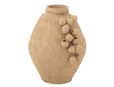 Vaso Decorativo Texturizado Em Papel Machê Natural 45x45x60 Cm Jline