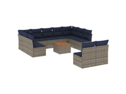 Conjunto de 12 Sofás para Jardim com Almofadões Vime Pe Cinzento MAISON EXCLUSIVE (90x200 cm)