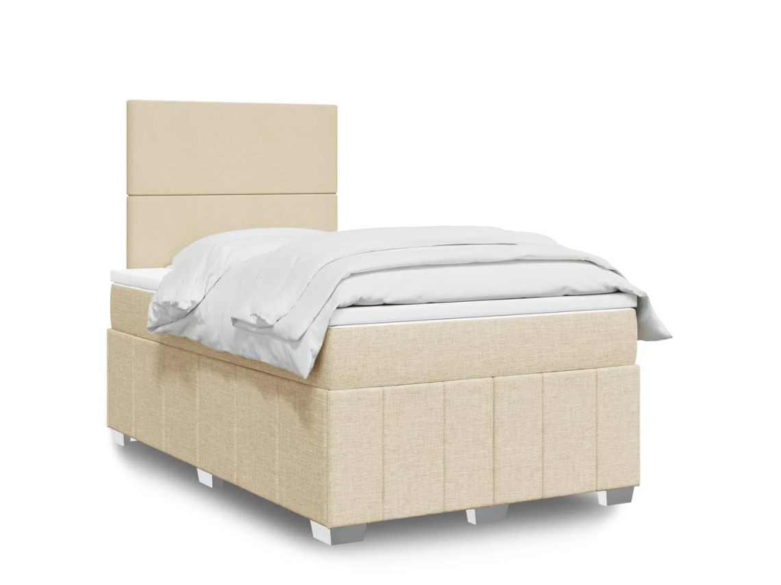 Vidaxl Cama Boxspring Com Colchão 120x190 Cm Tecido Cor Creme