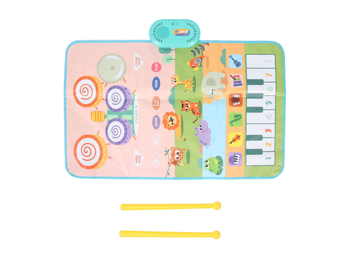 Ats colchón Musical para Bebés Piano Teclado Alfombra Batsería Impermeable Alfombra Educatsiva Animal Con 2 Palos