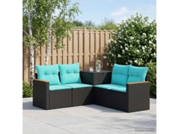 Vidaxl Conjunto De Sofás 5 Unid. Preto E Azul Rattan Poliéster E Aço