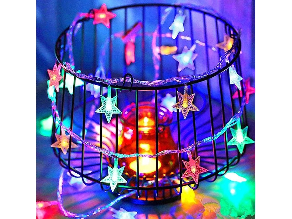 Fio de Luz Estrela 6m 40 LEDs Nova Line com bateria para Natal | S/MARCA