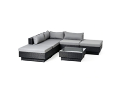 Amorgos conjunto de jardim modular de 5 lugares em resina trançada preta CONCEPT U