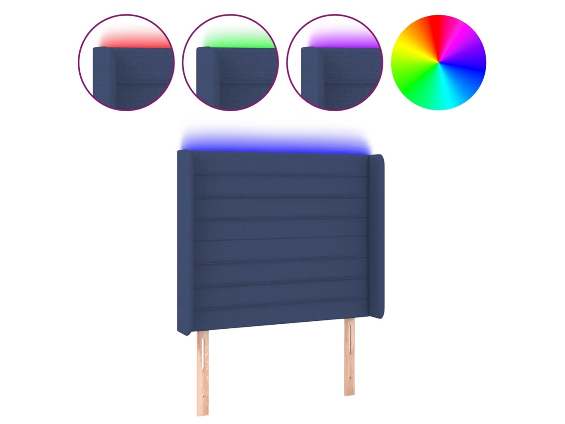 Led Headboard, Led Headboards Vidaxl Azul Tecido (93 X 16 X 118/128 Cm)