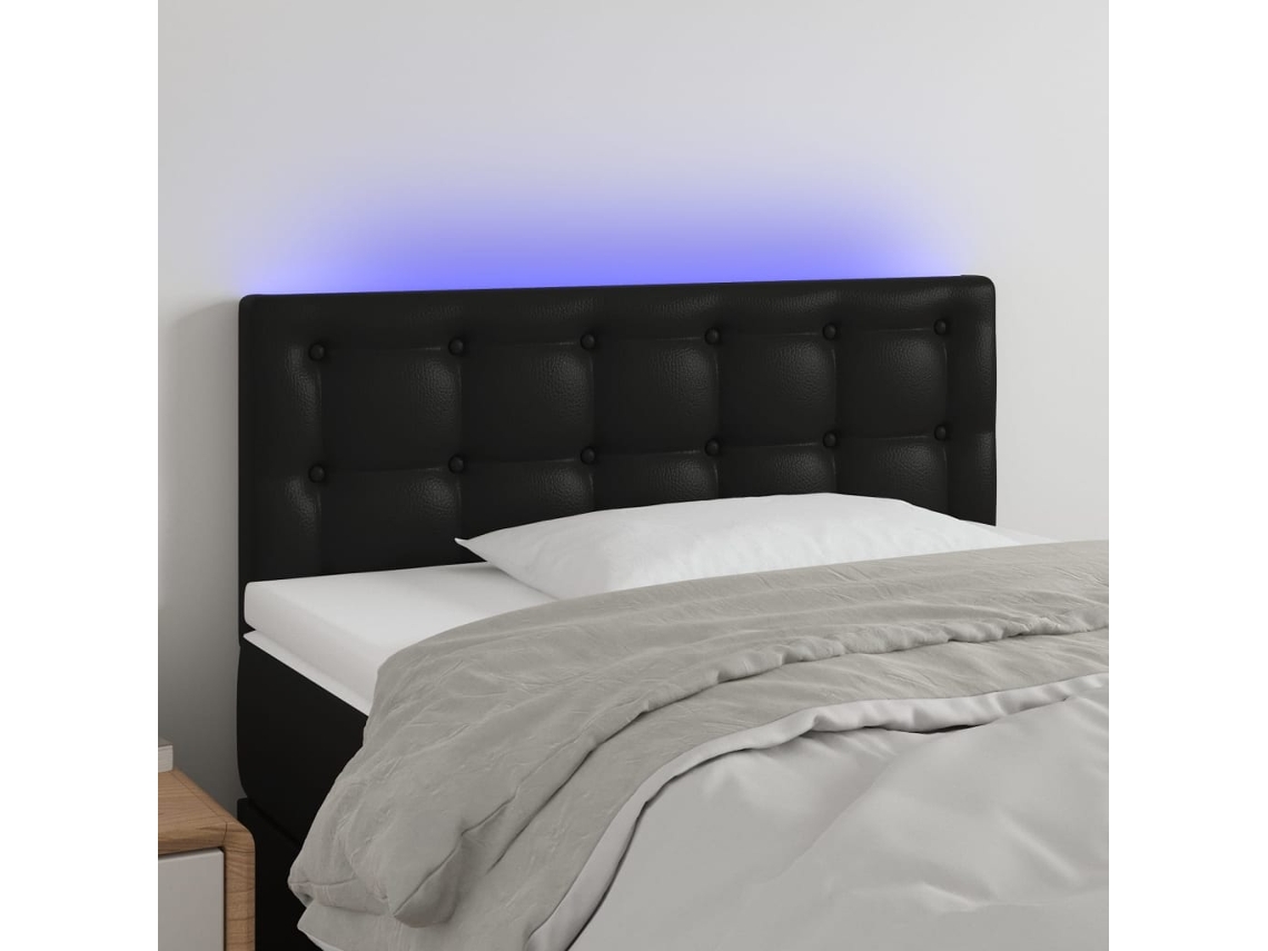 Cabecero con LED Piel Sintética 90x5x78/88 cm Negro