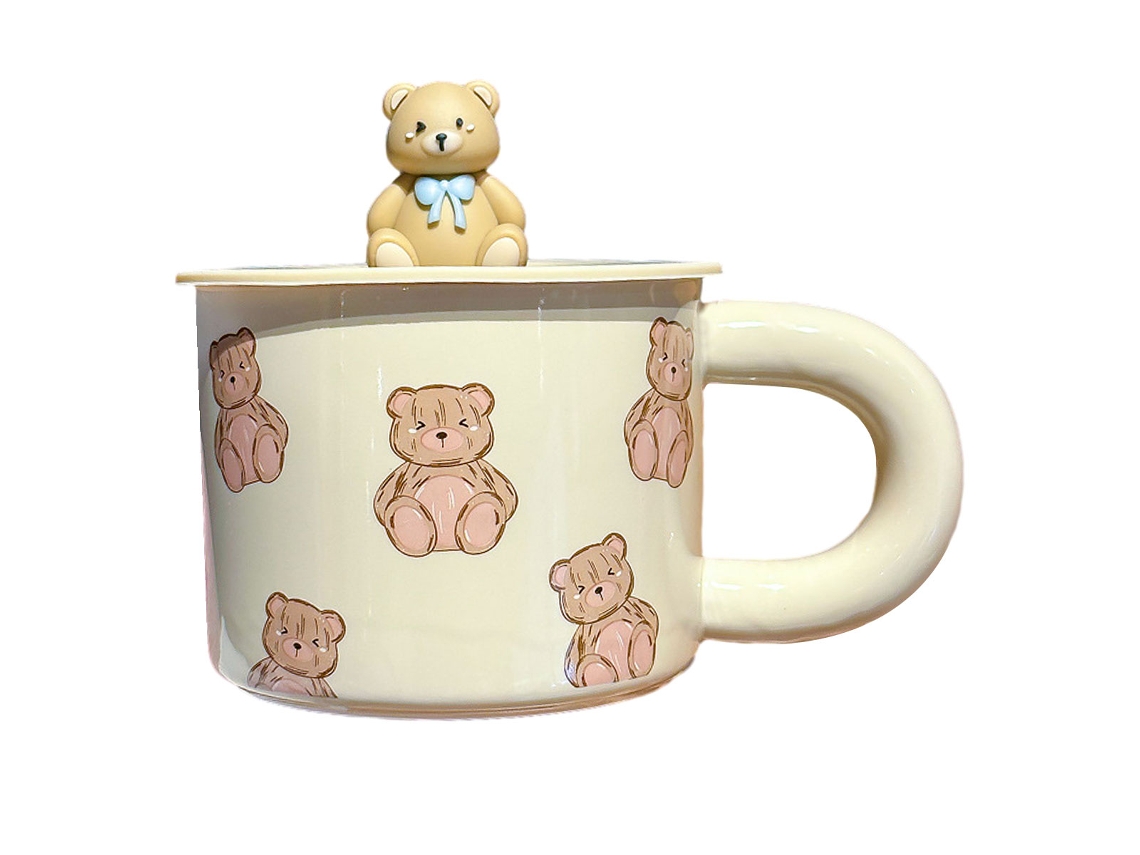 Caneca Criativa de 330Ml para Café Da Manhã com Tampa Caneca Doméstica para Água Ideal para Escritório Feminino NEVEANCE