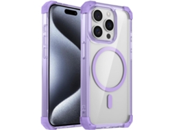 Capa Magnética Transparente Com Quatro Cantos Anti-queda Para Iphone 16 Plus, Protetora Fina E Resistente A Impactos, Roxa