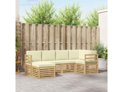 Vidaxl Conjunto De Sofás Para Exterior 6 Unid. Branco E Creme