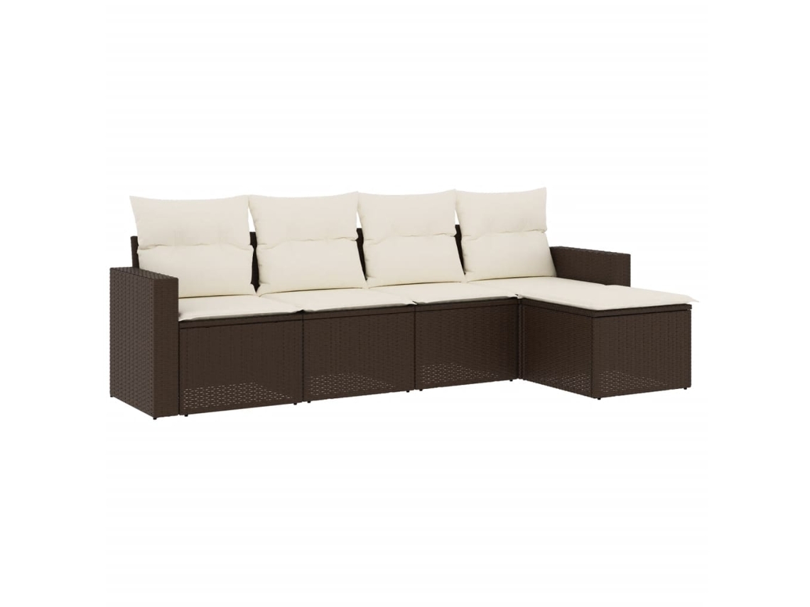 Maison Exclusive - 5 Pcs Conjunto Sofás P/ Jardim C/ Almofadões Vime Pe Castanho