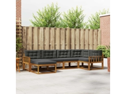 Vidaxl Conjunto De Sofás Para Exterior 6 Unid. Natural E Antracite