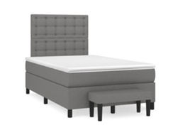 Vidaxl Cama Boxspring Com Colchão 120x190 Cm Tecido Cinzento-escuro
