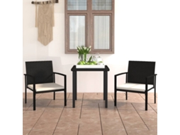 Vidaxl 3 Pcs Conjunto De Jantar Para Jardim Vime Pe Preto