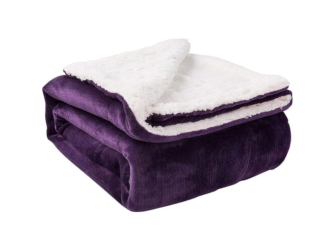 2026 manta Sherpa Twin Espesor Caliente Invierno Suave Peluche Lana Reversible Microfibra Morado 60x80"
