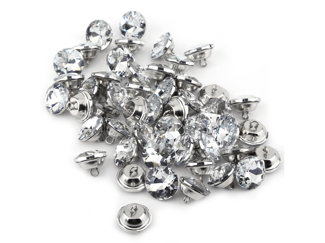 Botões de Cristal Rhinestone 20mm Prateado