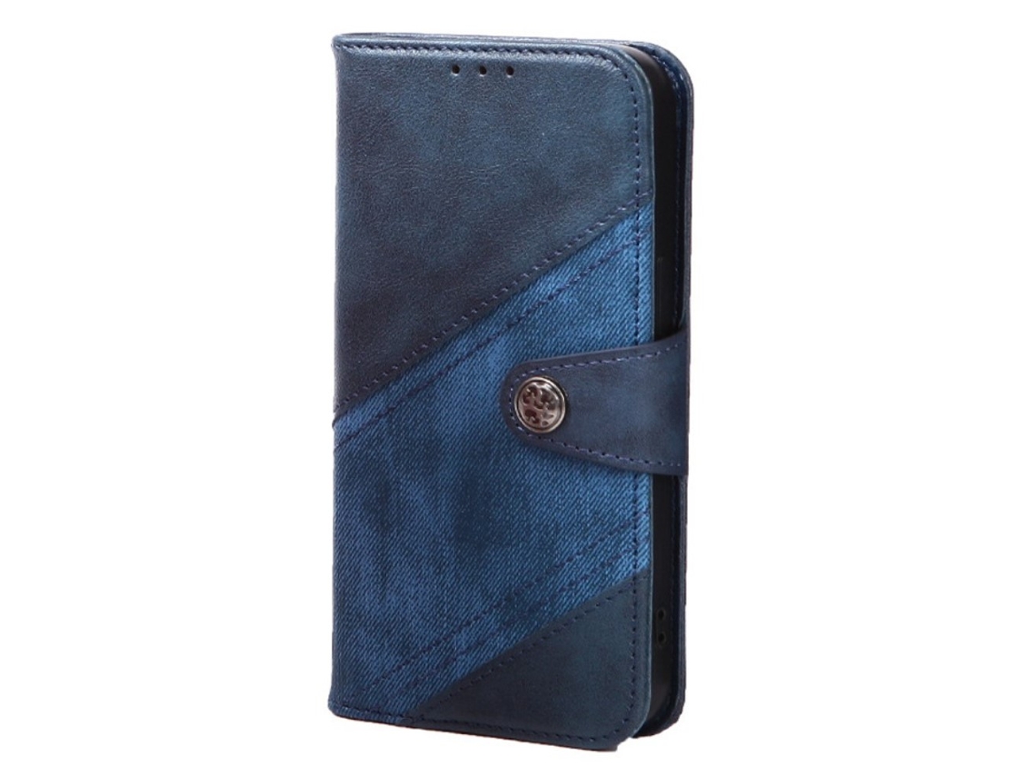 Capa Textura Louco Inch Para Iphone 13 Pele Sintética Anti-choque Azul