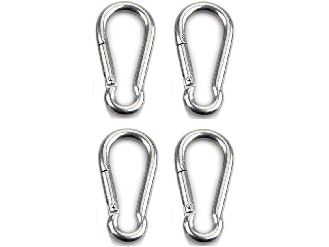 Linjou 4 Mosquetones de Acero Inoxidable 304, 6mm, 100kg, para Mochilas, Camping, Mascotas 4 Peças de 6mm