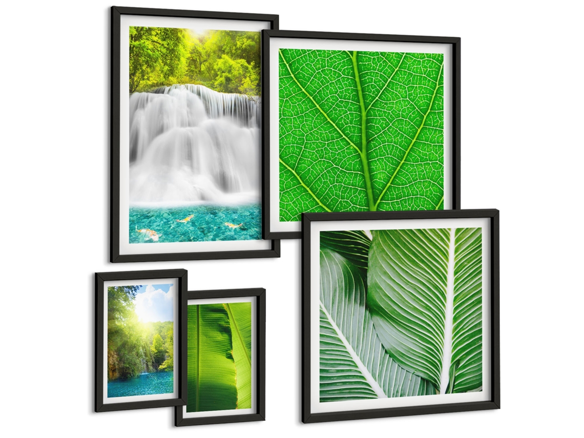 Composição De Quadros Pinturas Asiáticas, Japandi Moldura Preta Imagens Para Um Quarto Infantil Espelharte (conjunto De 5 Imagens)