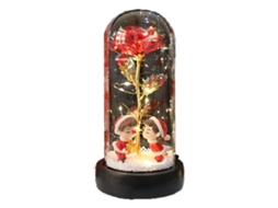Caixa de Oferta em Forma de Cúpula Vidro com Rosas de Natal e Luz Led Rosa Embutida um Presente Especial para a Sua Namorada, Baixo Con... STELASPLEN