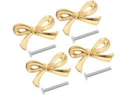 Conjunto De 4 Puxadores Cozinha Collbath Em Latão Dourado Formato Laço, Elegantes E Com Estilo Vintage, Ideais Para