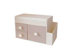 Caixa de Armazenamento para Mesa com Gaveta Grande Capacidade Tampa Anti poeira Pp Decorativa Rosa Claro com Adesivos | S/MARCA