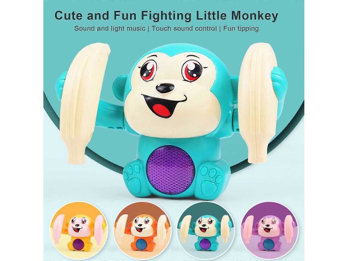 Brinquedo De Bebé Macaco Rolante Elétrico Com Luz E Som