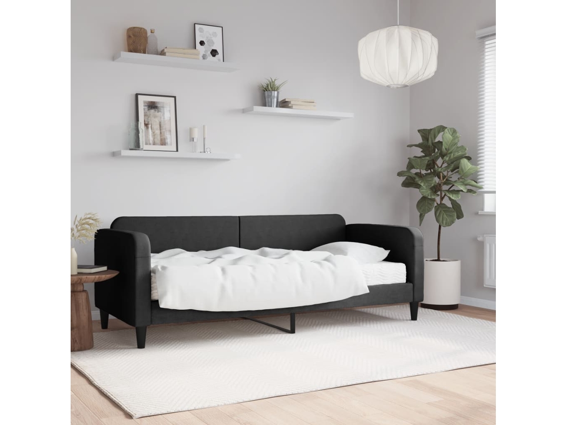 Vidaxl Sofá-cama Com Colchão 80x200 Cm Tecido Preto