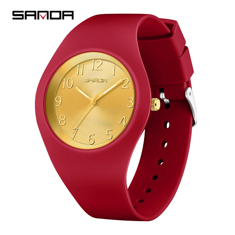 Relógio Infantil de Quartzo MDUG unissex com pulseira de silicone à prova d'água (vermelho)