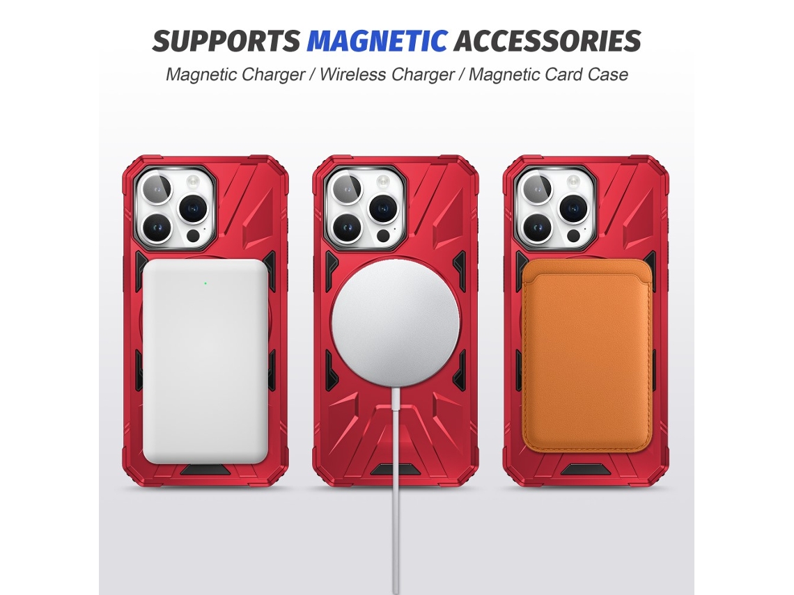 Suporte Casa Inch Para Iphone 13 Pro Pele Sintética Anti-choque Vermelho