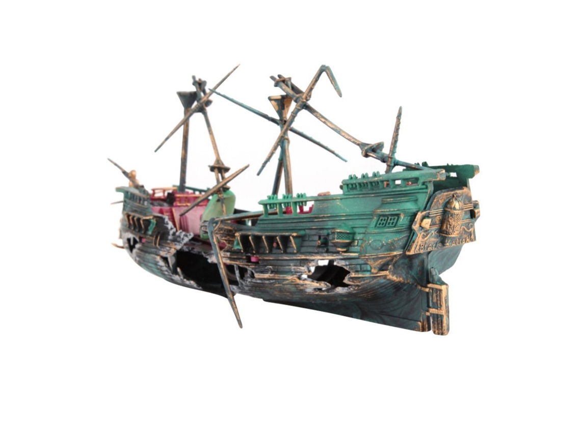 Decoração De Navio Naufrágio Para Aquário Peixe Tanque Ornament Diy Plástico 24cm