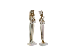 Figura Decorativa HOME ESPRIT Branco Dourado Resina Oriental Egípcio 10 x 9 x 52 cm (2 Unidades)