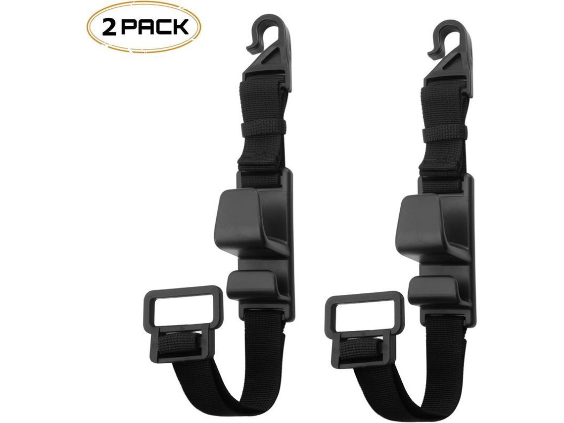 Linjou 2 Peças Ganchos Mágicos Para Apoio De Cabeça De Carro, Porta Bolsa Universal (preto)