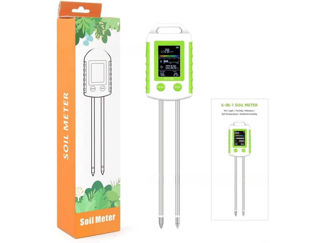 Analisador De Solo 6em 1 Para Medir Ph, Umidade, Fertilidade, Intensidade Da Luz, Temperatura E Ambiente, Com
